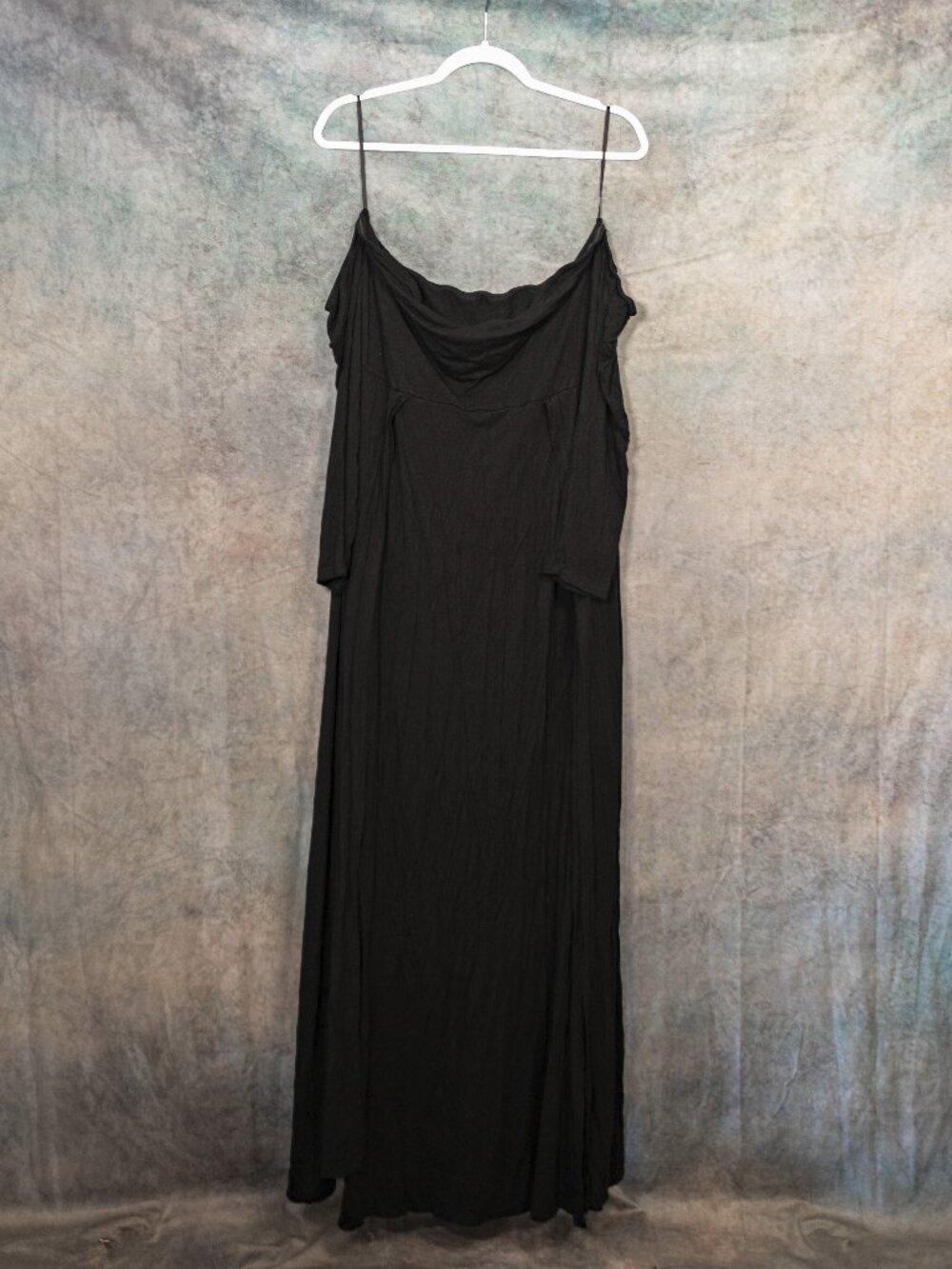 SHEIN Black Off-Shoulder/Sleeveless Sexy Double High Slit Maxi Dress - XL